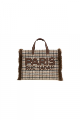 Rue Madam Bolso tote pequeño pata de gallo con detalle pelo