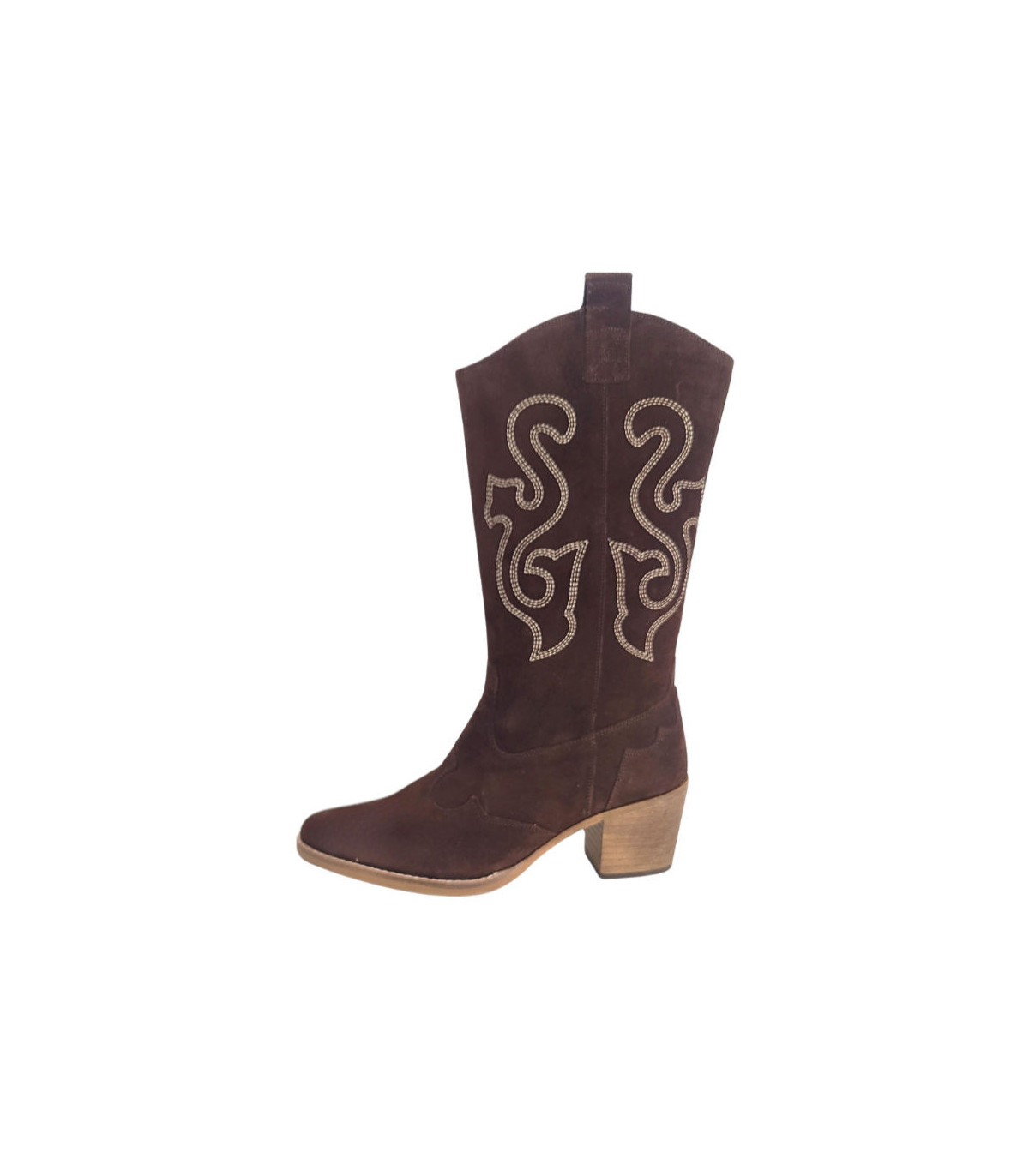 Vosso Moda Botas tejanas color chocolate con pespunte decorativo