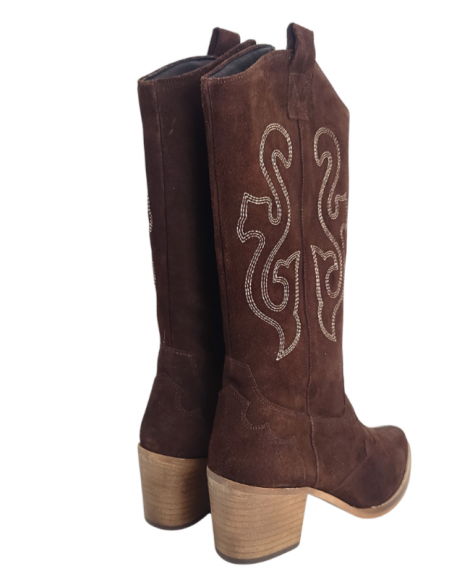 Vosso Moda Botas tejanas color chocolate con pespunte decorativo