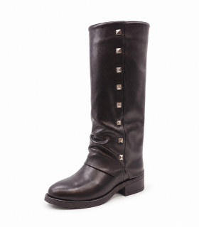 Vosso Moda Bota alta de piel con detalle tachas