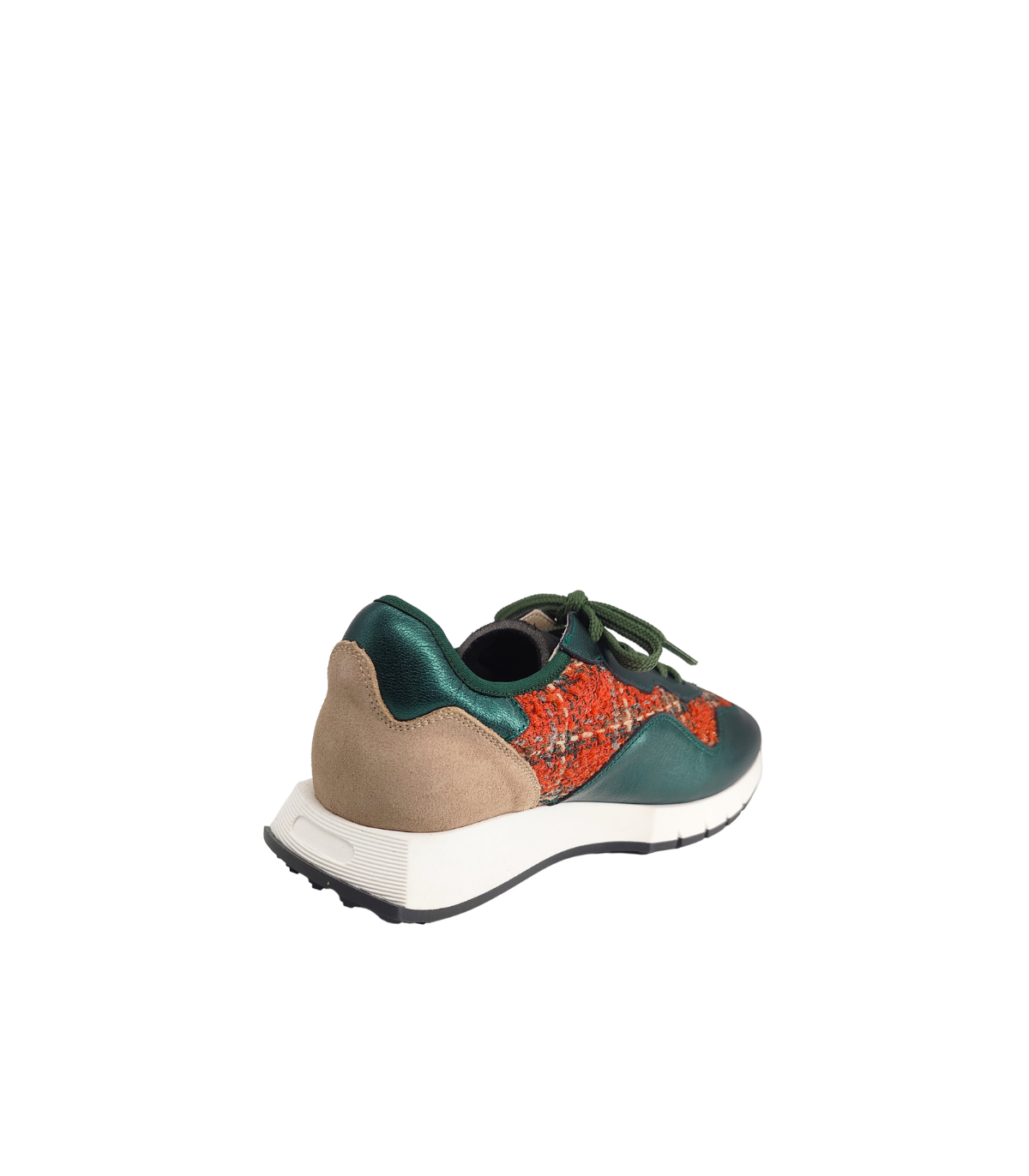 Vosso Moda Sneakers piel verde detalle textil