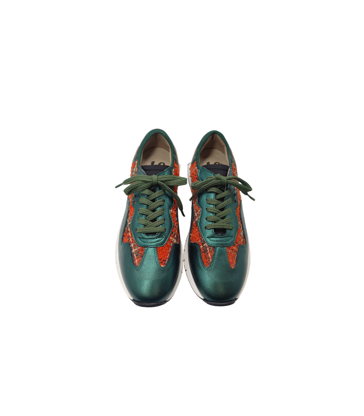 Vosso Moda Sneakers piel verde detalle textil