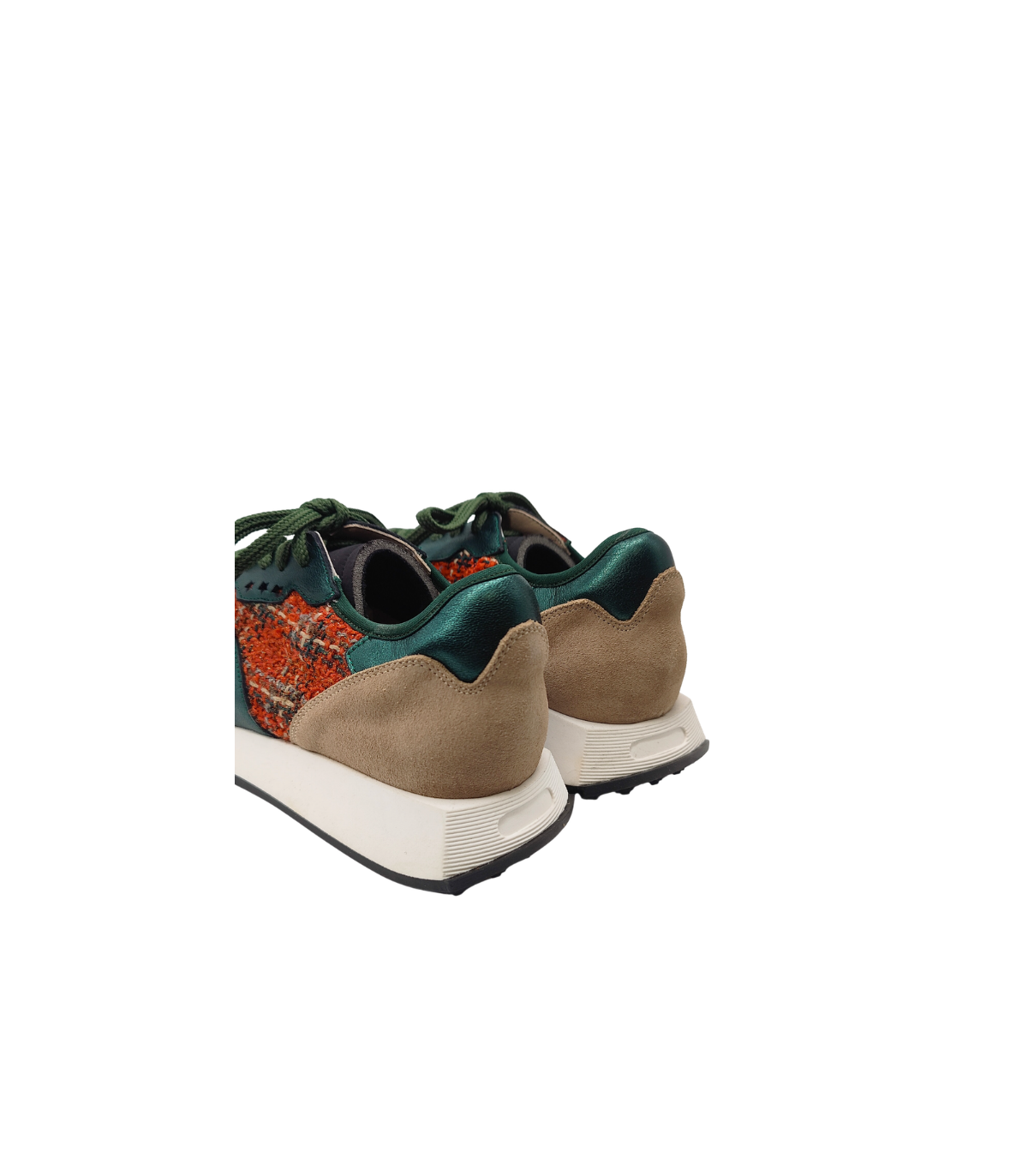 Vosso Moda Sneakers piel verde detalle textil