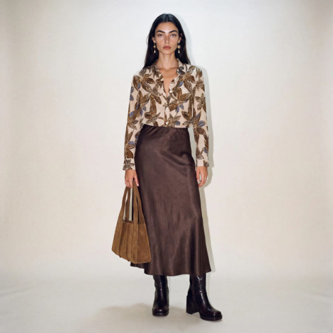 Parole Camisa satinada cacao flor