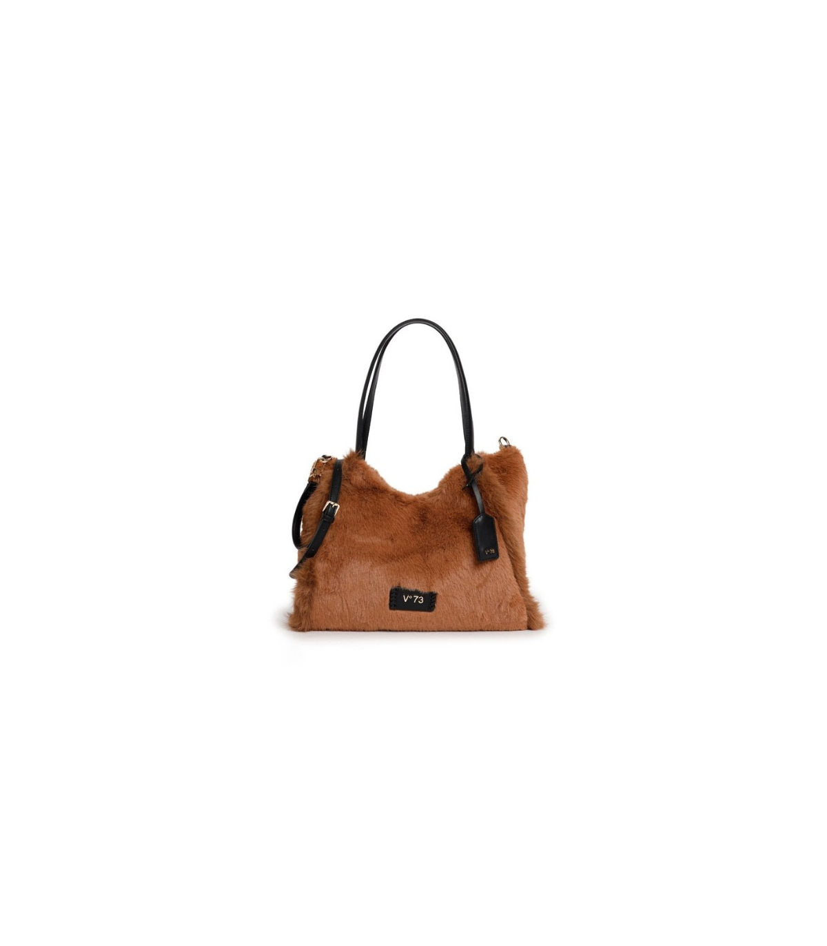 V73 Bolso pequeño de pelo color camel