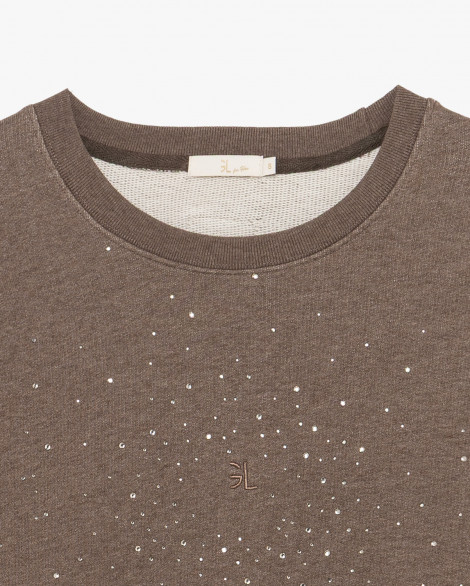 GL Sudadera color moka detalle strass